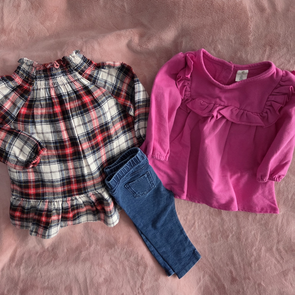 Plaid and Pink Kids Dress Set